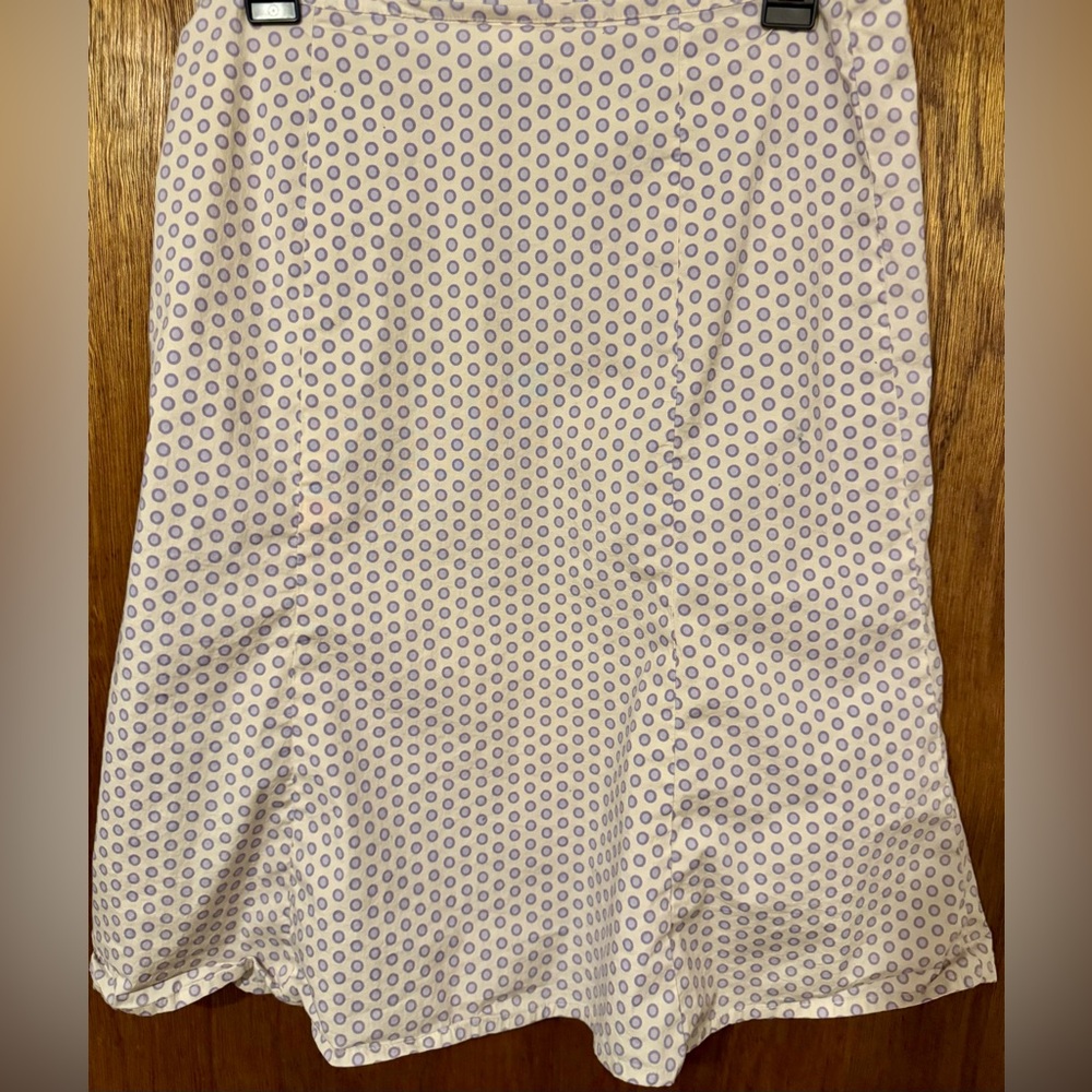 Gap Polka Dot Midi Skirt Tan and Lavender Women’s Size 8 Vtg Fluted